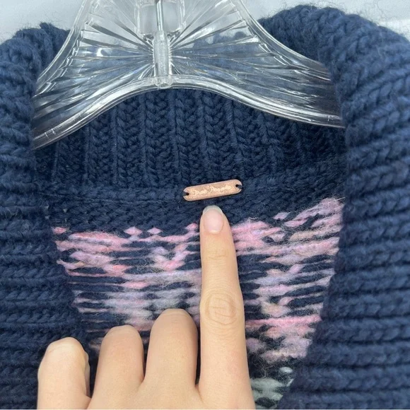 Free People Snowdrift Argyle Wool Blend Multicolor Knit Cardigan Sweater SAMPLE - Picture 5 of 9